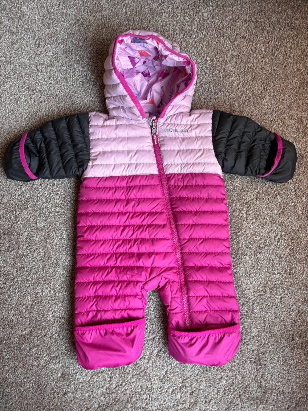 Columbia Infant Powder Lite Reversible Bunting Snowsuit Puffer Size 3-6 Months